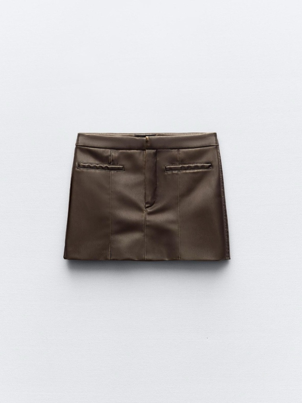 Zara Brown Faux Leather Mini Skirt